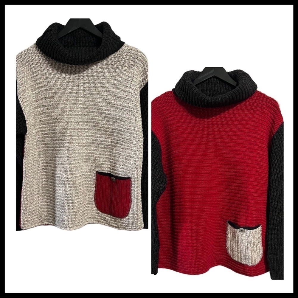 MARGARET WINTERS Colour Block Knit Double-Sided Sweater